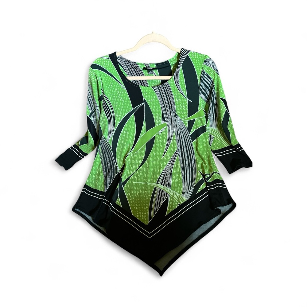 Alfani Black and Green Geometric Blouse